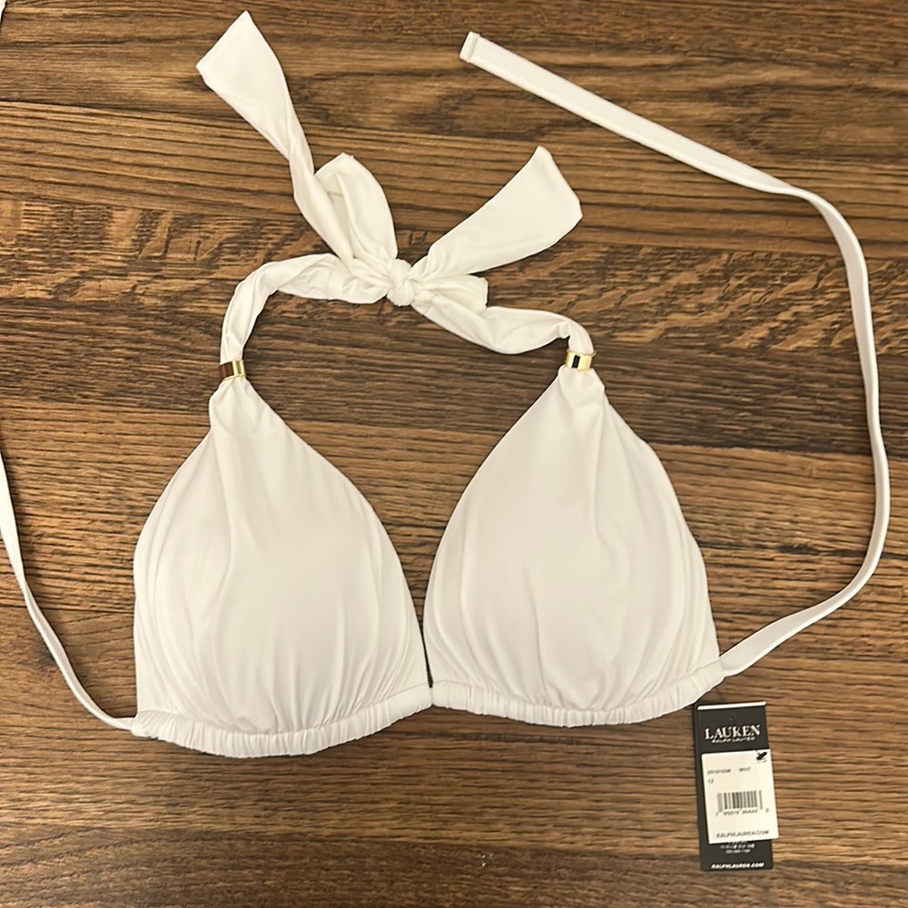Ralph Lauren Beach Club White Triangle Top Size 12. NWT